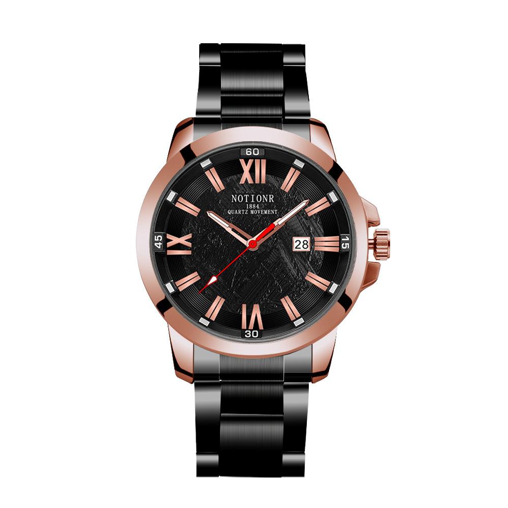 

Men S Steel Belt Watch Simple Trend Waterproof Calendar Luminous Quartz Watch