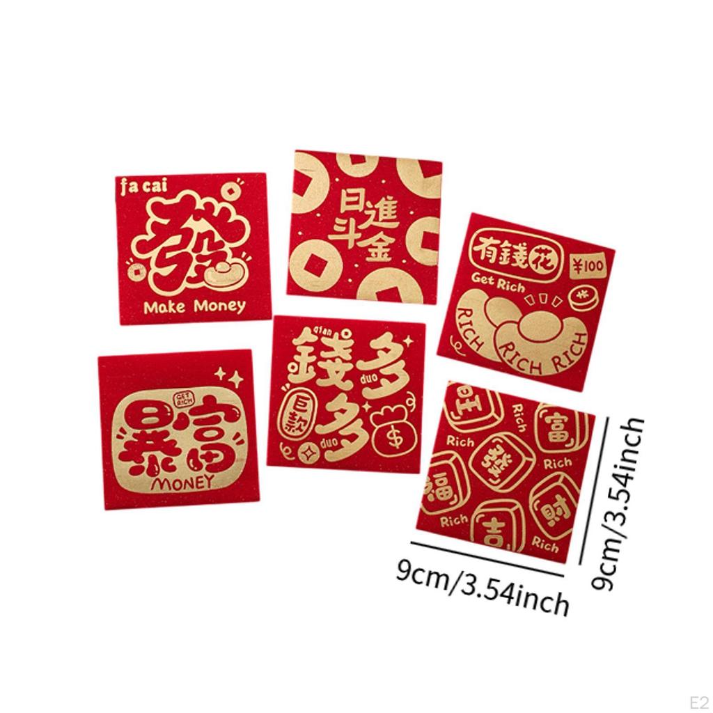 6 Pieces Chinese Red Envelopes Packets Hong Bao Spring Festival Supplies for Wedding