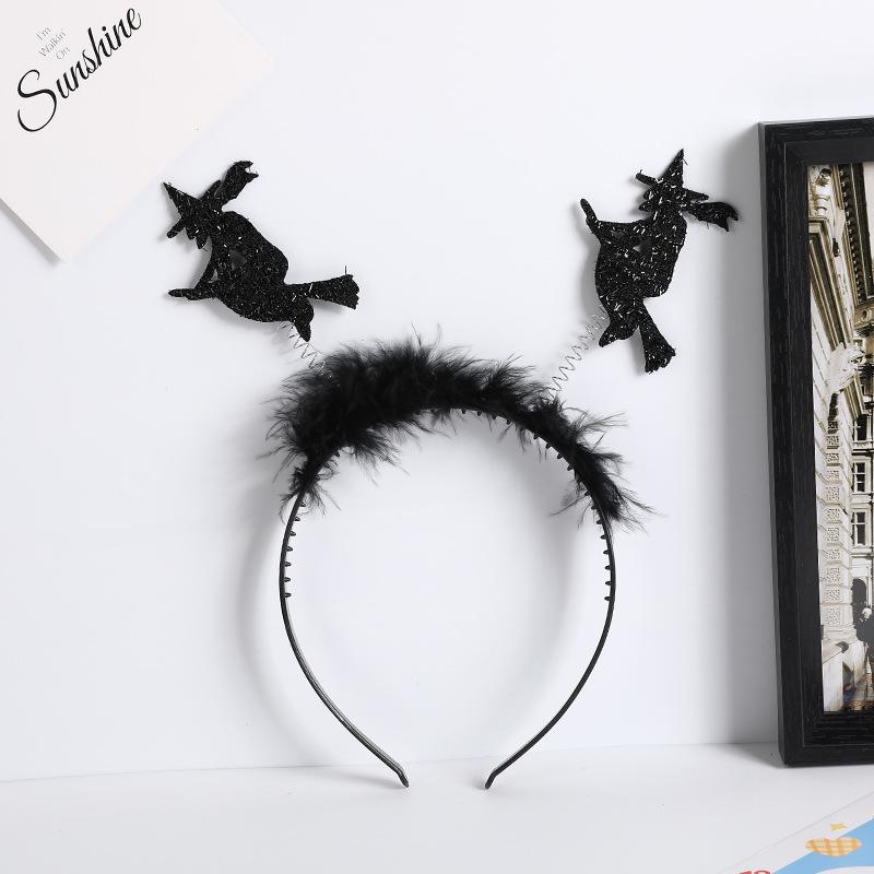 Halloween Devil Horns & Bat Headband with Feathers - Party Decoration