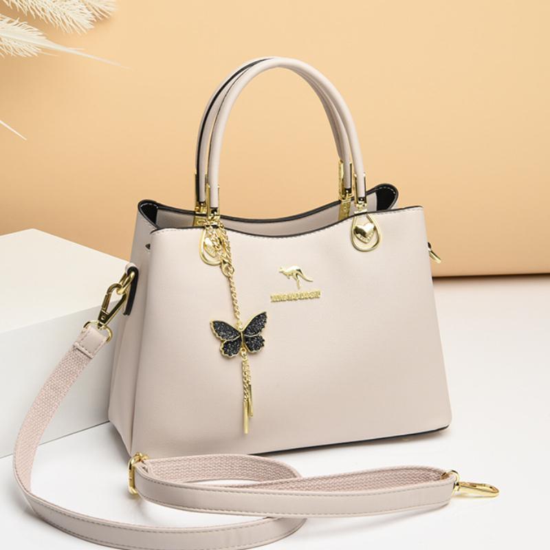 Johnature Temperament Tote Geantă Femei Genți de mână din piele de capacitate mare Genți de umăr versatile de culoare solidă