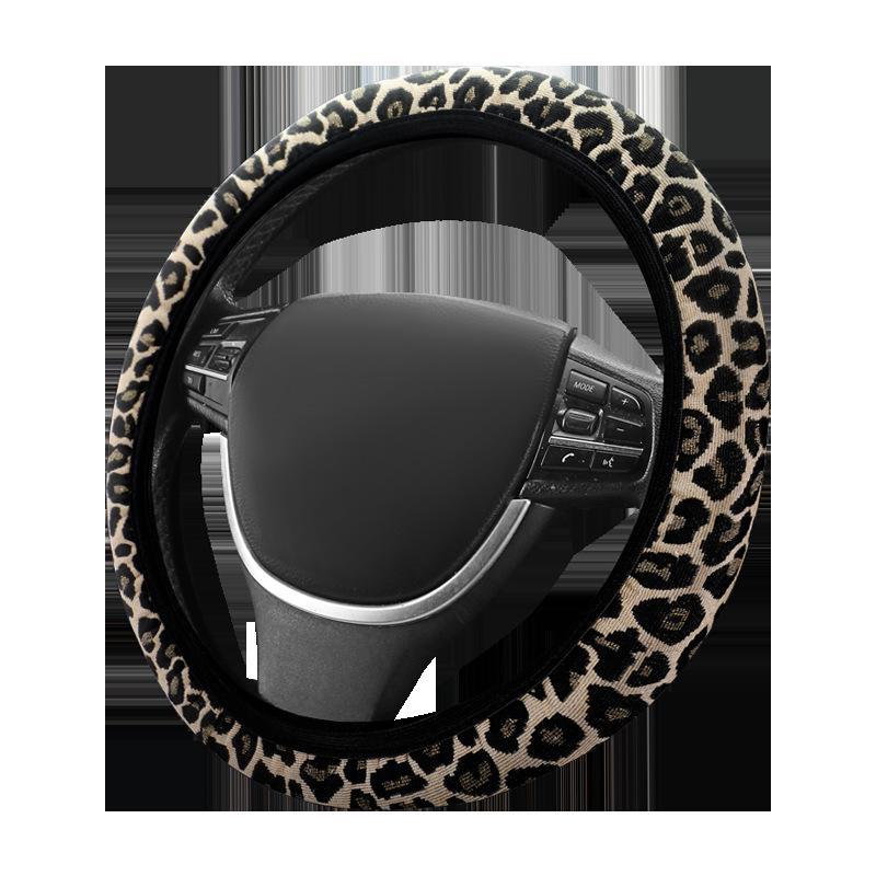 

2024 Новый чехол на руль автомобиля из хлопка и льна с принтом леопарда, следом кошки, бабочкой, енотом Universal