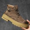 New Suede Leather Men's High Top Shoes Outdoor Fashion Ankle Boots Hiking Shoes Men Casual Shoes Retro Motorcycle Boots Sneakers