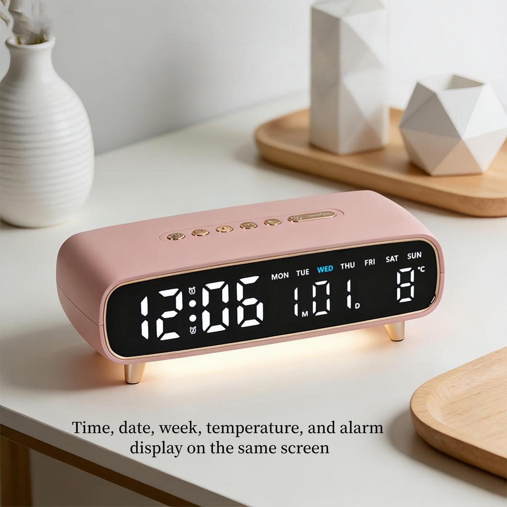 LED Digitaler Wecker Sprachsteuerung Temperatur Datum Wochentag Anzeige Timer Helligkeitseinstellung Elektronische Tischuhr Mit Umgebungslicht 12/24H