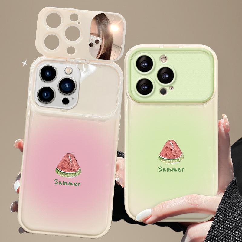 Applicable To Apple 15 Mobile Phone Case IPhone 14 Summer Watermelon Lanyard 13 Flip Mirror 12 Cute Cartoon 7/8
