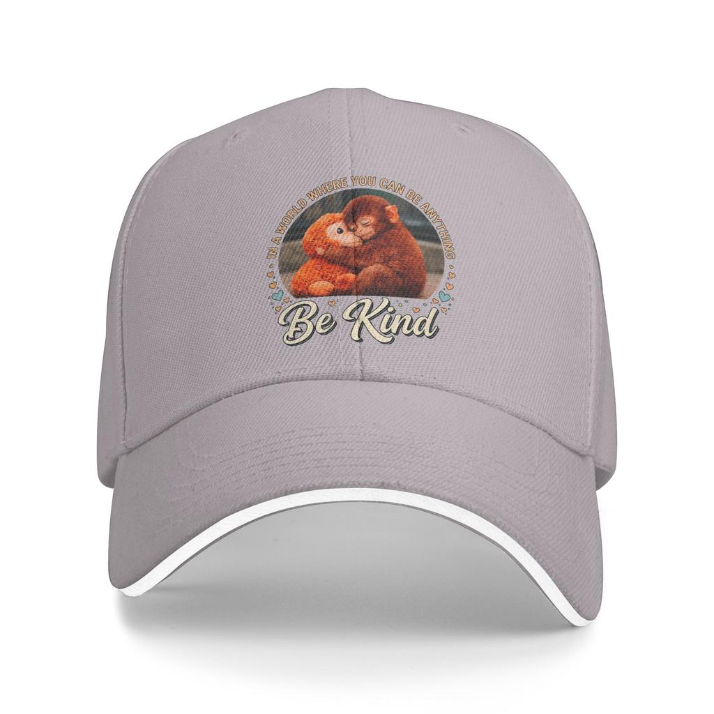 In the World Where You Can Be Anything Be Kind Monkey Punch Sun Baseball Cap Summer Unisex Design Trucker Hat Fashion Snapback Cap