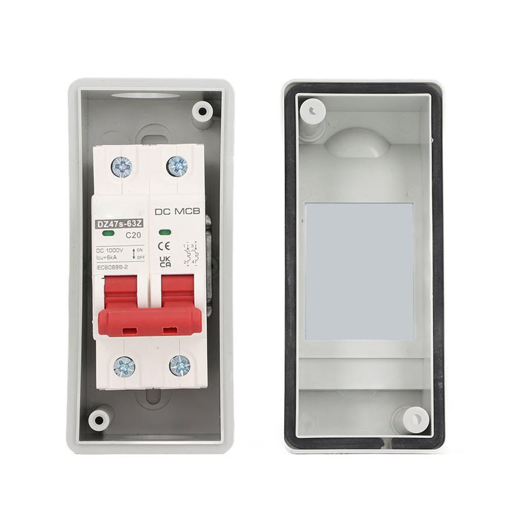 2P Miniature Circuit Breaker IP65 Waterproof Disconnect Switch for Solar PV System DC 1000V 20A