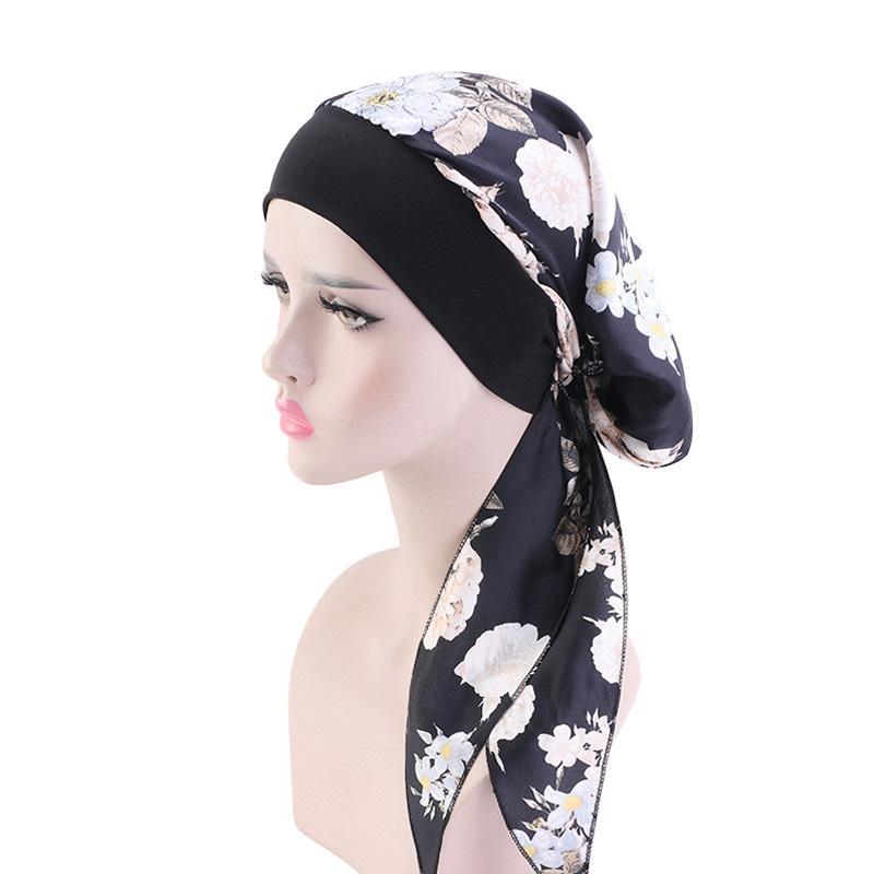fashion printed flowers women inner hijabs cap muslim head scarf turban bonnet ready to wear ladies wrap under hijab caps