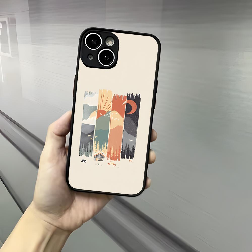 Nature Outdoor Camping Phone Case For Iphone 17 16 15 14 13 12 Pro Max Xr Air Plus Skin Feel Black Hard Shell Cover