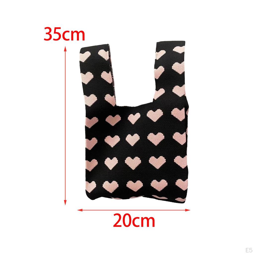 Gestrickte Tragetasche für Damen, Schultertasche, ästhetisch, waschbar, mit offenem Griff oben, Strick-Hobo