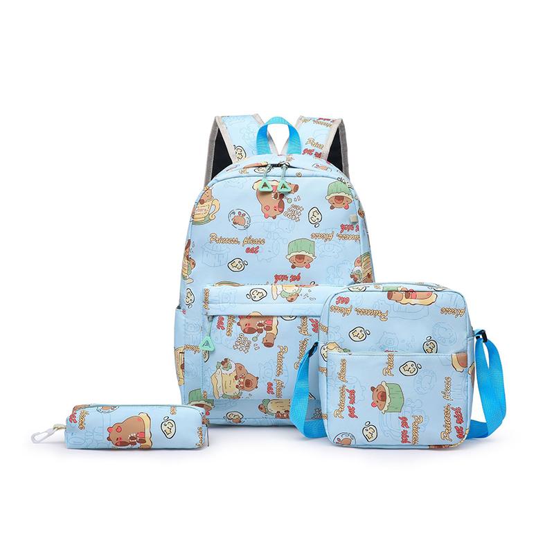 

3Pcs Durable Large Capacity Capybara Backpack Polyester Stain-Resistant School Backpack Cute Cartoon Student School Bag Gifts