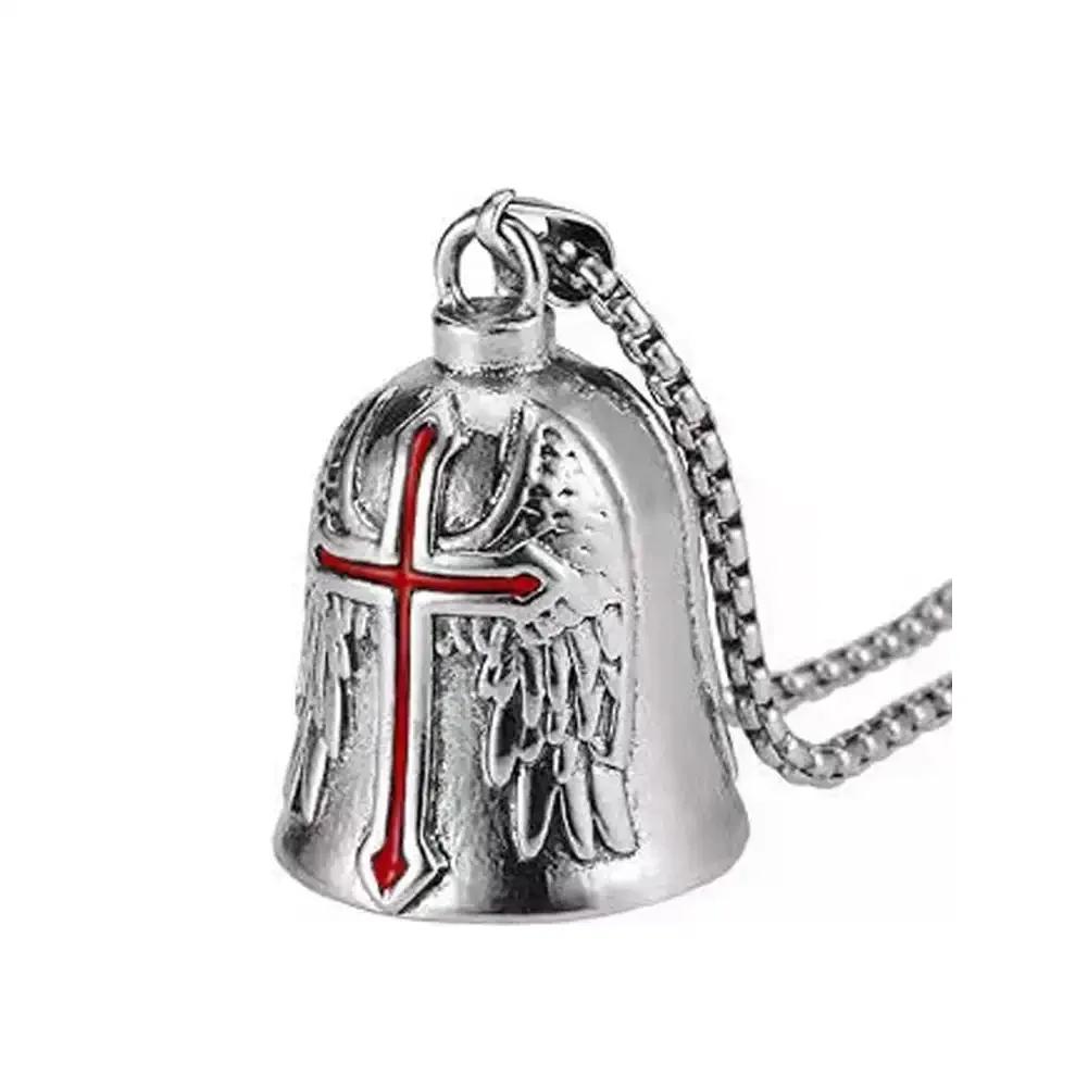 Fashion Red Cross Guardian Angel Wings Motorcycle Keychain Men Biker Rider Exorcist Keychain Amulet Lucky Amulet Accessory Gift
