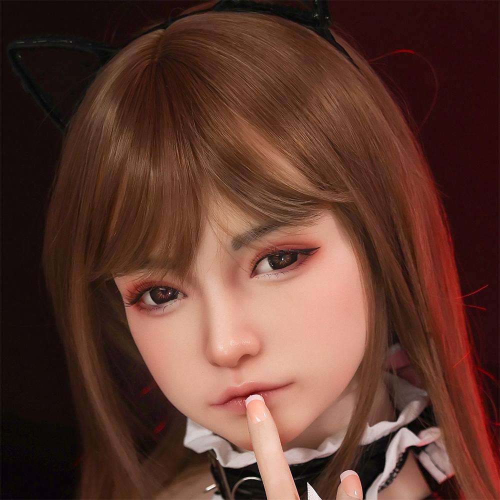 Head with Realistic Oral Function 100% Silicone Compatible with 130-180cm Sex Dolls M16 Thread Interface Wig & Implant Hair Options 3kg