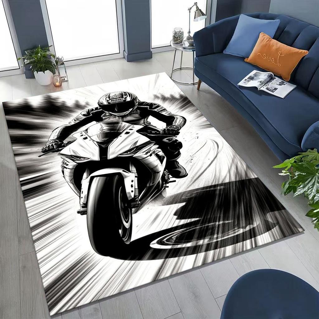 Alfombra Decorativa Personalizada para Motociclista, Motocicleta, Arte, para Dormitorio, Sala de Estar, Sofá, Felpudo de Entrada del Hogar, Alfombra de Piso Grande Antideslizante para Niños