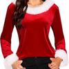 Velvet Plush One-Shoulder Christmas Women's Top: Long Sleeve Festival Party Outfit