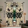 Black Skull Moth Butterfly Flower Plant Print Drapes Room Darkening Window Curtains for Home Decor,Rod Pocket Blackout Curtains