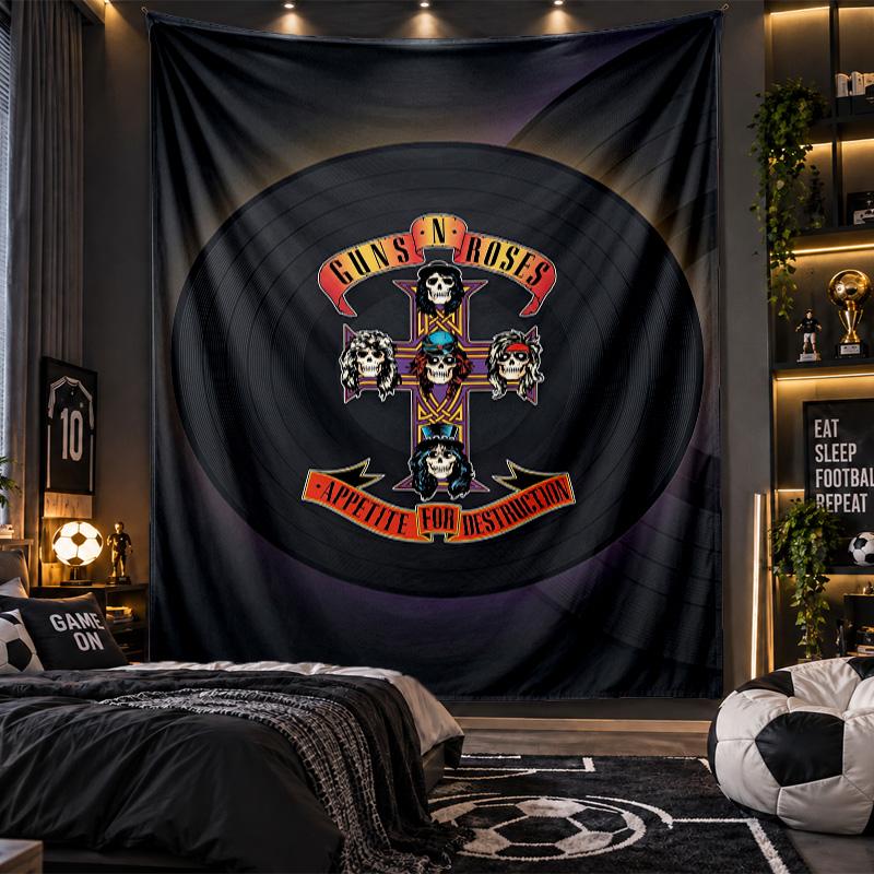 Wall Hanging Tapestry Guns N’ Roses Print Cloth for Living Room Bedroom Home Decor
