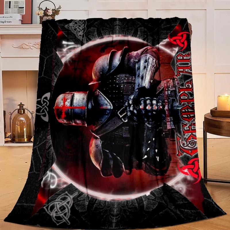 1PC Knightly Warrior In Armor Flannel Blanket Gift, Suitable for Both Men And Women, Soft Ideal for Beds And Sofa, Birthday Or Christmas Gift