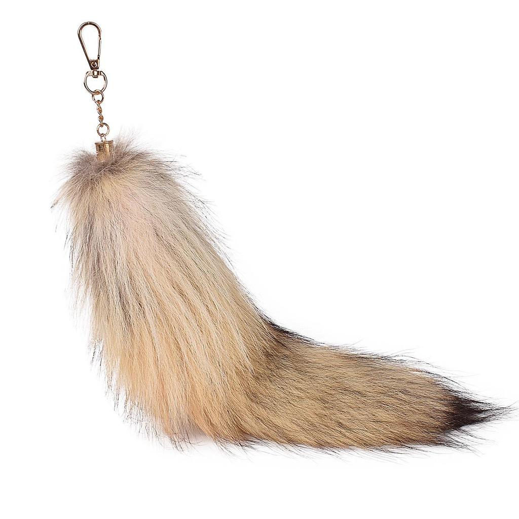 Silberblaufuchs Pelz XL Anhänger: Echter Pelz Damen Taschenanhänger & Auto-Schlüsselanhänger
