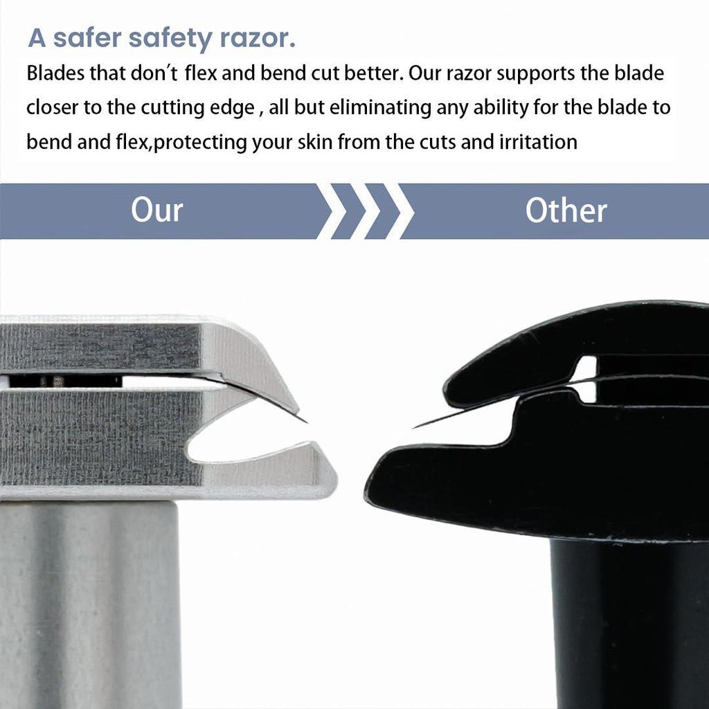 Stainless Steel Safety Razor with 5 Blades, 30° Shaving Angle