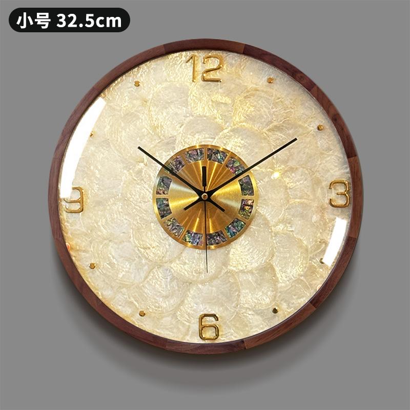 Italian Luxury Shell Wall Clock Modern Solid Wood Living Room High-end Wall Clock Premium Creative Home Decor Reloj Pared FYWC