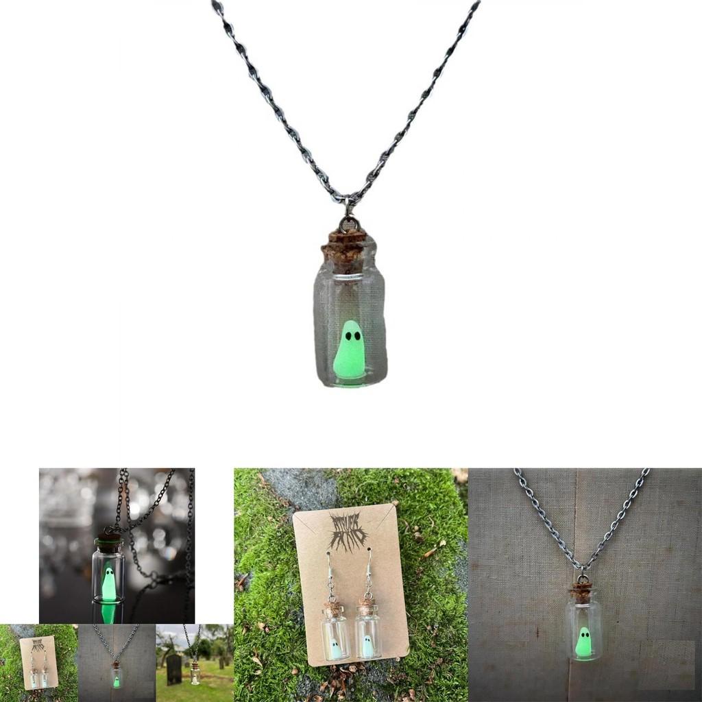 Adorable Cartoon Ghost Jewelry Set Featuring Enchanting Glow In The Dark Effects