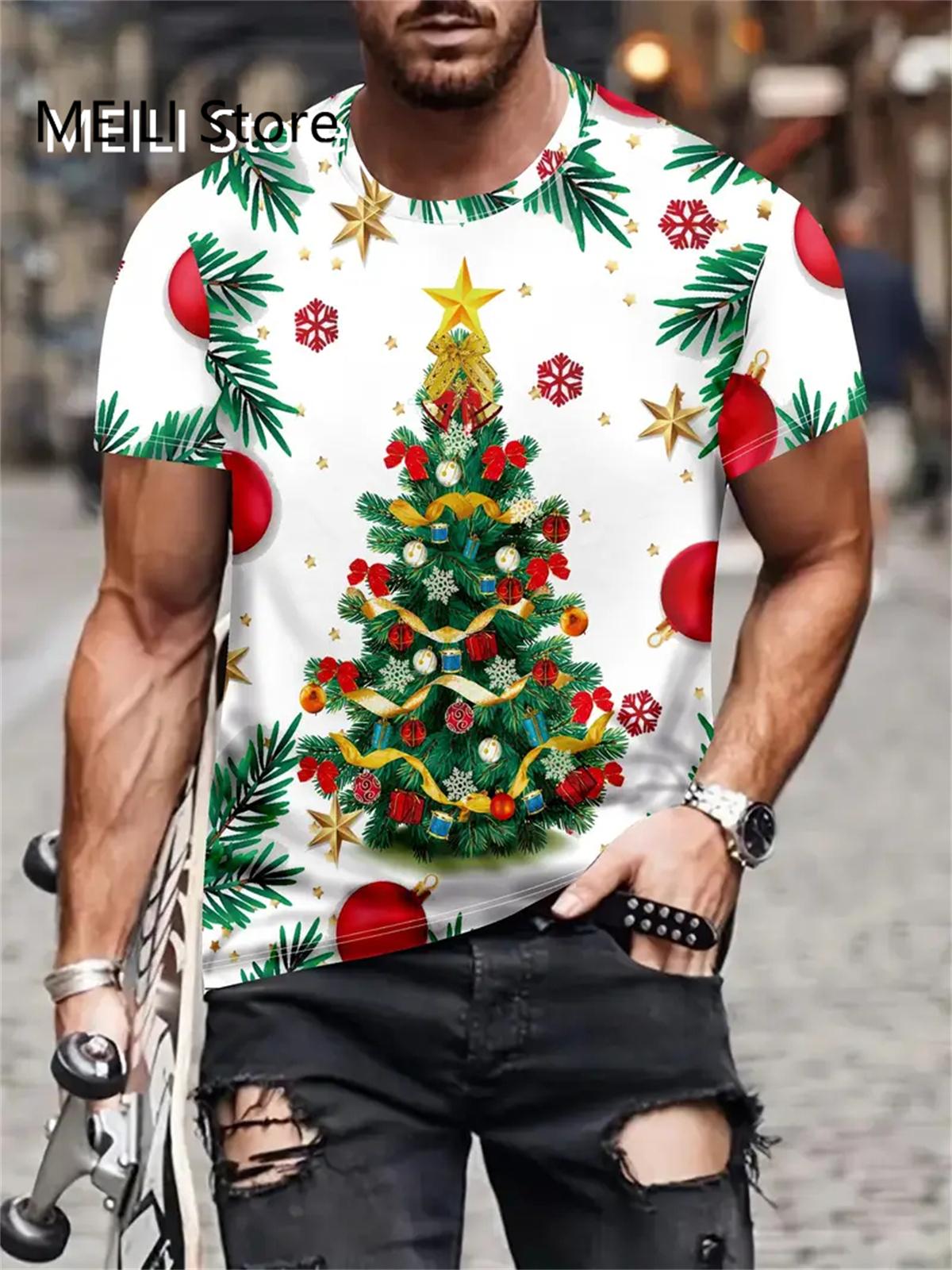 

Рождественская футболка унисекс с 3D-принтом, короткий рукав, пуловер с принтом Санта-Клауса, праздничная одежда, свободные дышащие футболки L