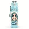 1PC Mermaid Namaste Graphic,750ml Color Plastic Sports Water Bottle,Leakproof Flip Straw Lid,Suitable for Sports Office Home Use