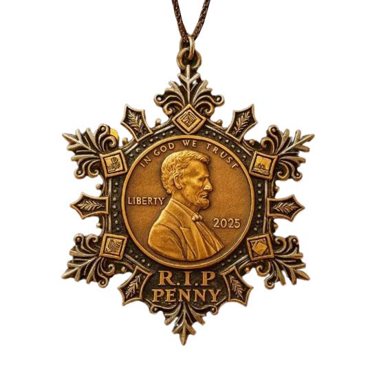 

Final Cent Memorial Snowflake Ornament Historical US Cent Legacy Commemorative Ornament Vintage-Style Penny Keepsake for Collectors History Lovers 1pc