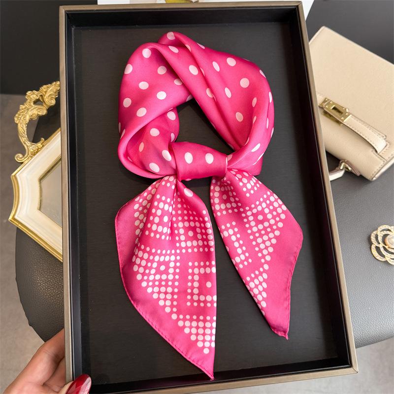 70Cm Dot Pattern Scarf Imitation Silk Square Scarf Women Neckerchief Female Luxury Square Scarves Satin Hijab Ribbon Bandana