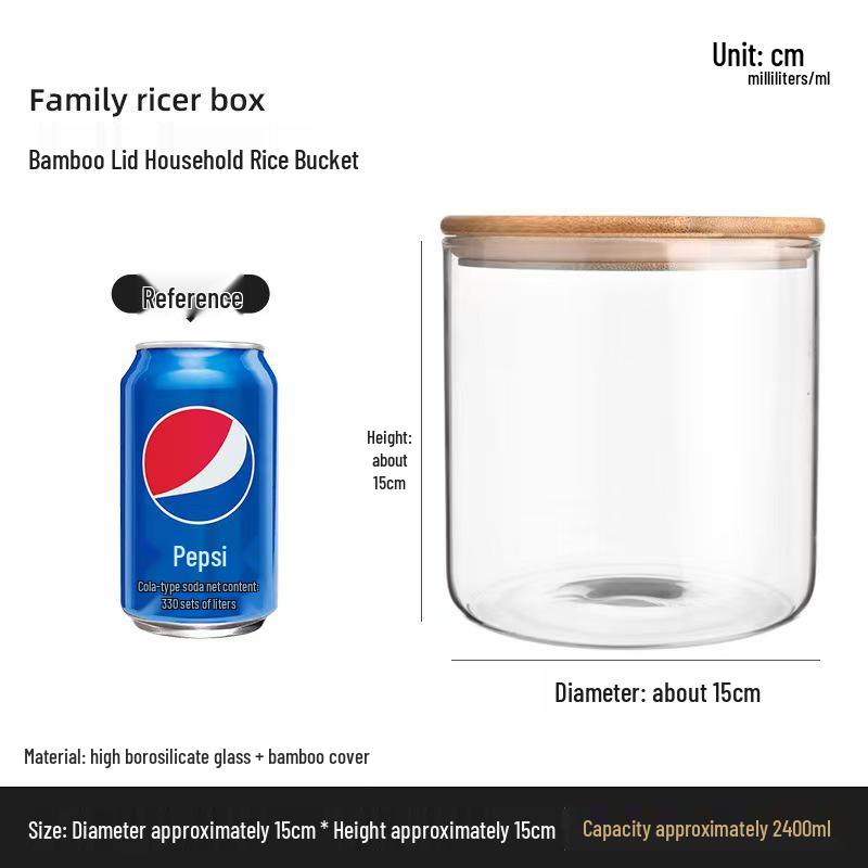 Borosilicate Glass Storage Jar with Bamboo Lid for Cereals, Grains, and Coffee Beans