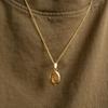 Gold Color Elliptic Sun Moon Eye Pendant Necklace Stainless Steel Geometric Opening Closing Photo Box Choker Trendy Jewelry