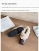 Lässige Blockabsatz Fellige Loafer mit eckiger Zehenpartie - Neue Wintermode Plüsch Lederschuhe