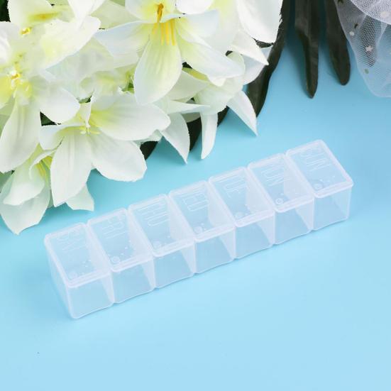 2Pcs Pill Boxes 7 Compartments Good Sealing Independent Lid Dust-Proof Week Mark Visible Pill Organizers for Office