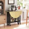 Folding Dining Table on Casters, Seats 4, Integrated Shelf, 100 x 100 x 75 cm, Oak