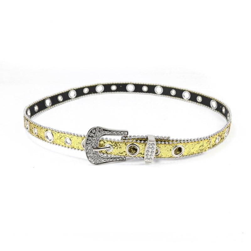 Teens Full Sequins Belt for Jeans Adjustable Pin Buckle Waist Belt Rhinestone Buckle Wide Waist Belt Ladies Skirt Belt