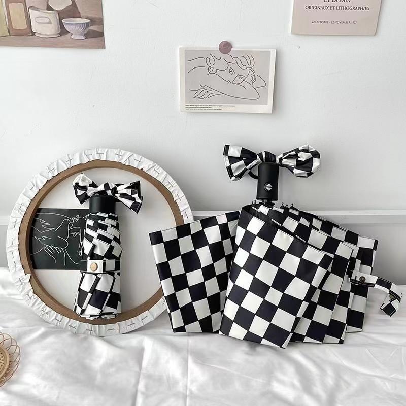 Instagram Style Sun Umbrella For Both Rain And Sunshine, Strawberry Rabbit Women'S Uv Resistant Fully Automatic Triple Fold Umbr