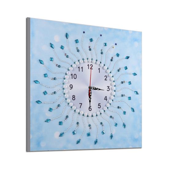 Reloj de pared de 35x35cm, punto de cruz, decoración de pintura de diamante multiforma parcial DIY