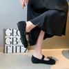 70820 feet wide feet fat large size women's shoes cotton single shoes velvet warm Mary Jane shoes soft sole bow flat shoes