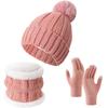 Winter Warm 3-Piece Set Fleece Lined Knit Beanie Scarf Gloves for Men Women