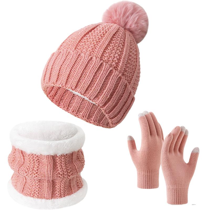 Winter Warm 3-Piece Set Fleece Lined Knit Beanie Scarf Gloves for Men Women