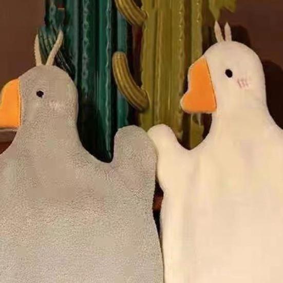 Uroczy ręcznik do rąk w kształcie kaczki Miękki ręcznik dla dzieci Kształt kaczki Chłonny ręcznik łazienkowy z pętelką do zawieszenia do kuchni sypialni