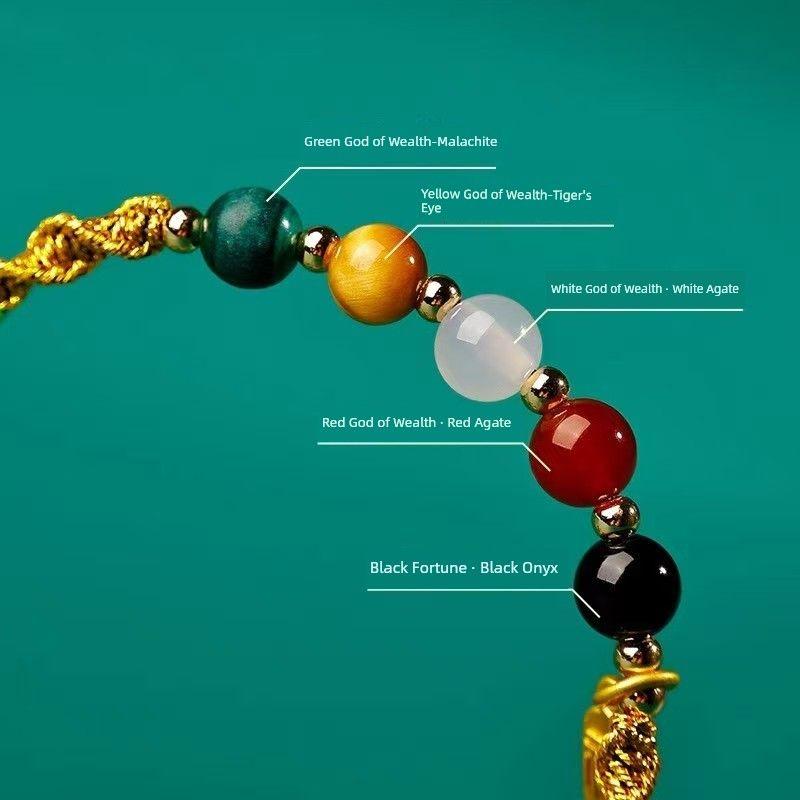 Colorful Rope Bracelet Hand-Woven Ancient Tradition Colorful Wire Five Gods of Wealth Carrying Strap 2025 New Arrival