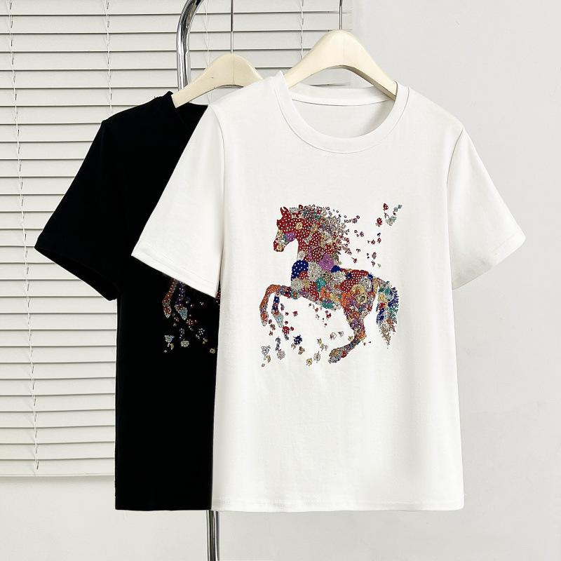 

Plus Size Women s Short-Sleeve Casual Slimming T-Shirt - Summer Round Neck Versatile Top L чорний