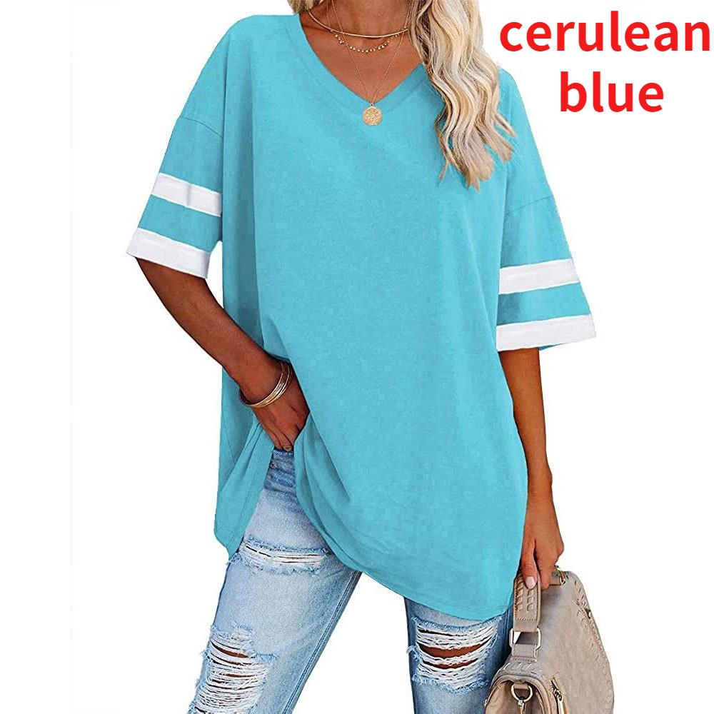 Women's Striped T-Shirt V-Neck T-Shirt Half Sleeve Comfort Top