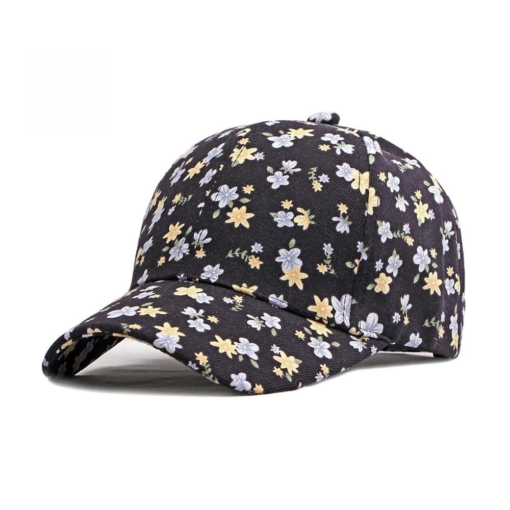 Women'S Fashionable And Versatile Floral-Patterned Floral Baseball Cap, Summer And Spring Outdoor Sun Protection Beanie Hat