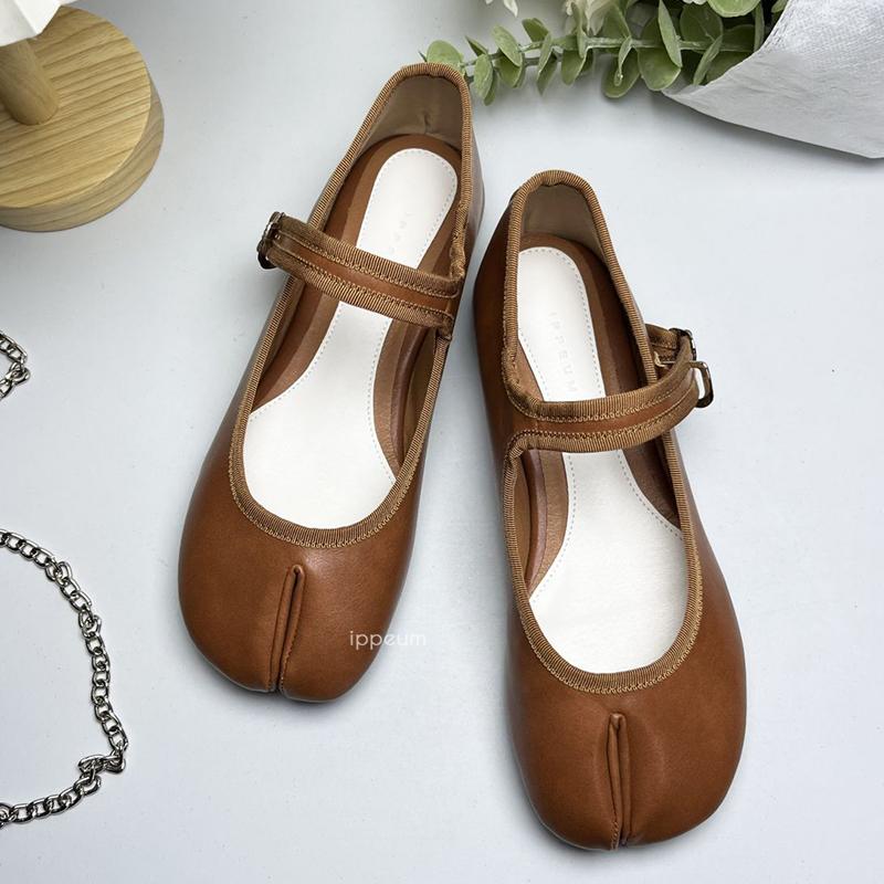 Fashion IPPEUM Black Shoes Split Toe Ballet Flats Women Plus Size 44 Mary Janes Buckle Ballerinas Zapatos Mujer