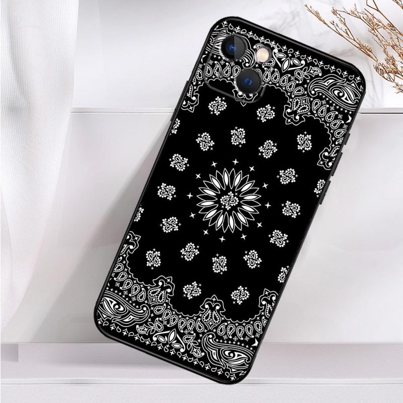 Black Bandana Paisley Shockproof Case For iPhone 17 16 15 14 11 Pro Max Plus 12 13 Mini 16e 17 Air Phone Cover