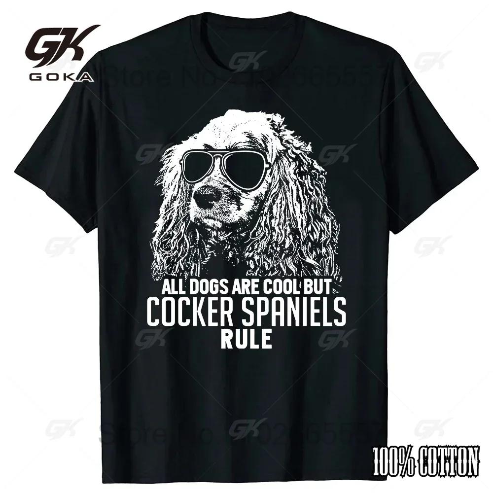 Lustiges Buntes Splash Art Cocker Spaniel Hund Baumwoll T-Shirt Tee Tops Rundhals Kurzarm T-Shirt Lässig Basic T-Shirts