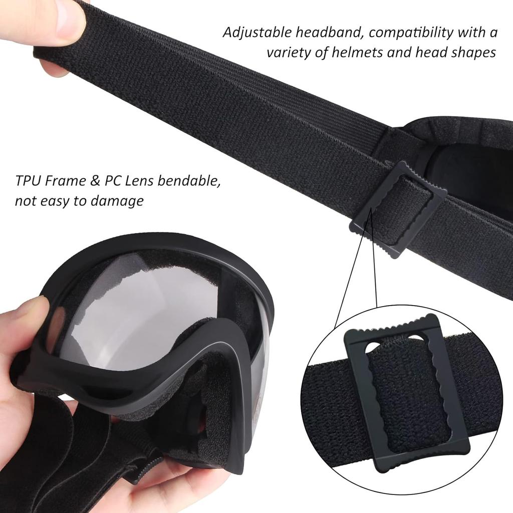 Motorcycle Goggles 2 Pack, Dirt Bike ATV Goggles Motocross Riding Racing Eyewear Off-Road MX Bike & Ski Goggles UV400 Anti-Fog Impact-Resistant