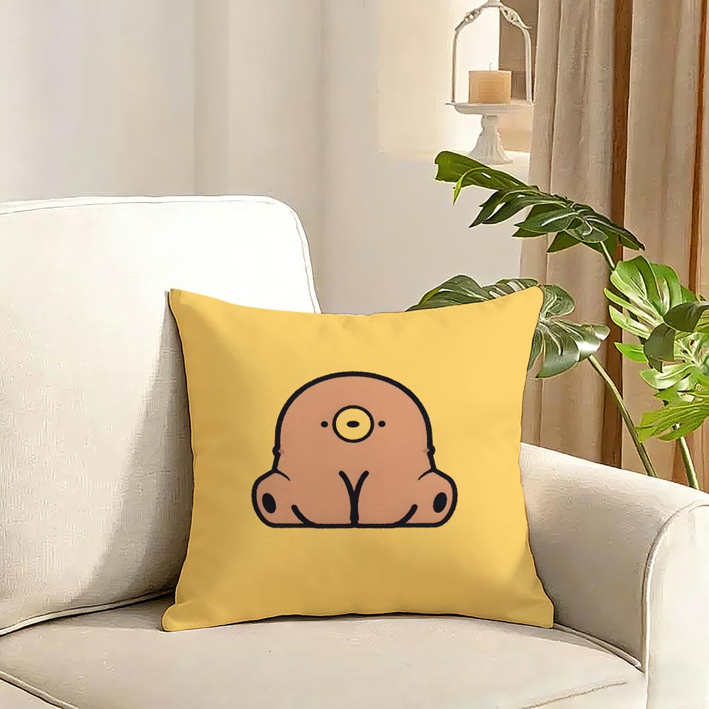 Cute Cushion Cover Reversible Plush Pillow Cover Soft Fluffy  Home Decor for Sofa Bedroom
